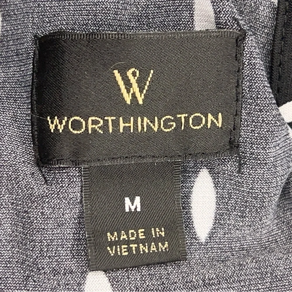 MEDIUM WORTHINGTON BLACK WHITE DOT PRINT SLEEVELESS BLOUSE STRETCH RETRO